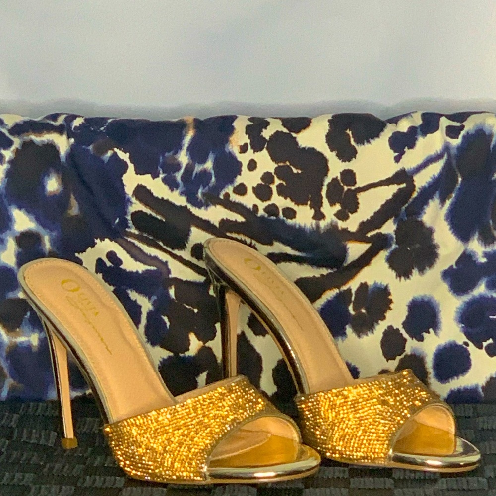 Olivia Ferguson Disco Gold Slip on Heel